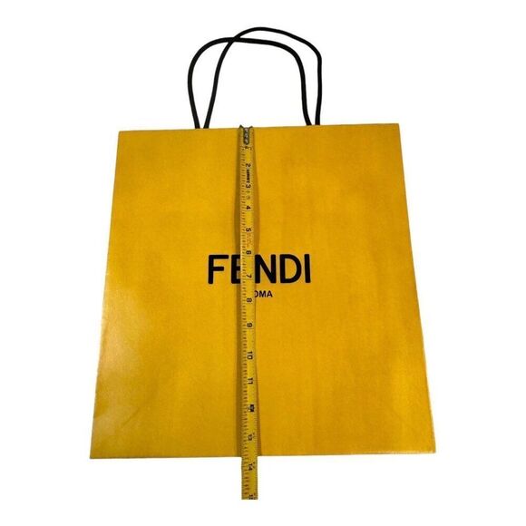 Fendi Roma Yellow Paper Shopping Bag w/ Black Handles Authentic 13" Gift Storage - Picture 5 of 5
